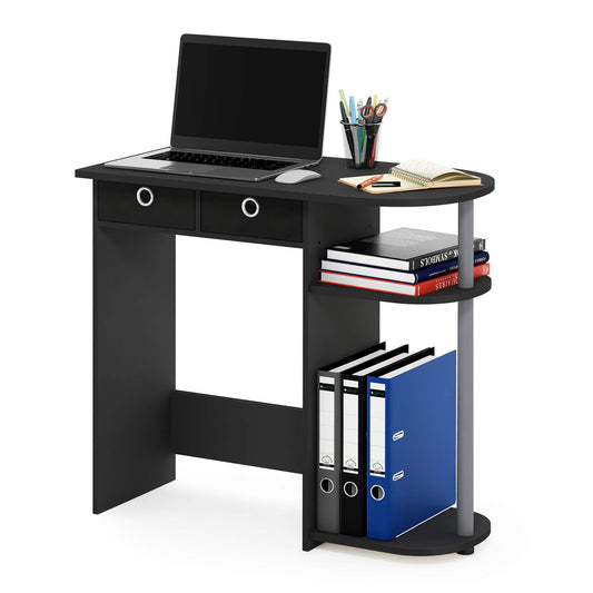 Furinno Go Green 32-Inch Computer Desk with 2-Tier Shelf, Classic Black