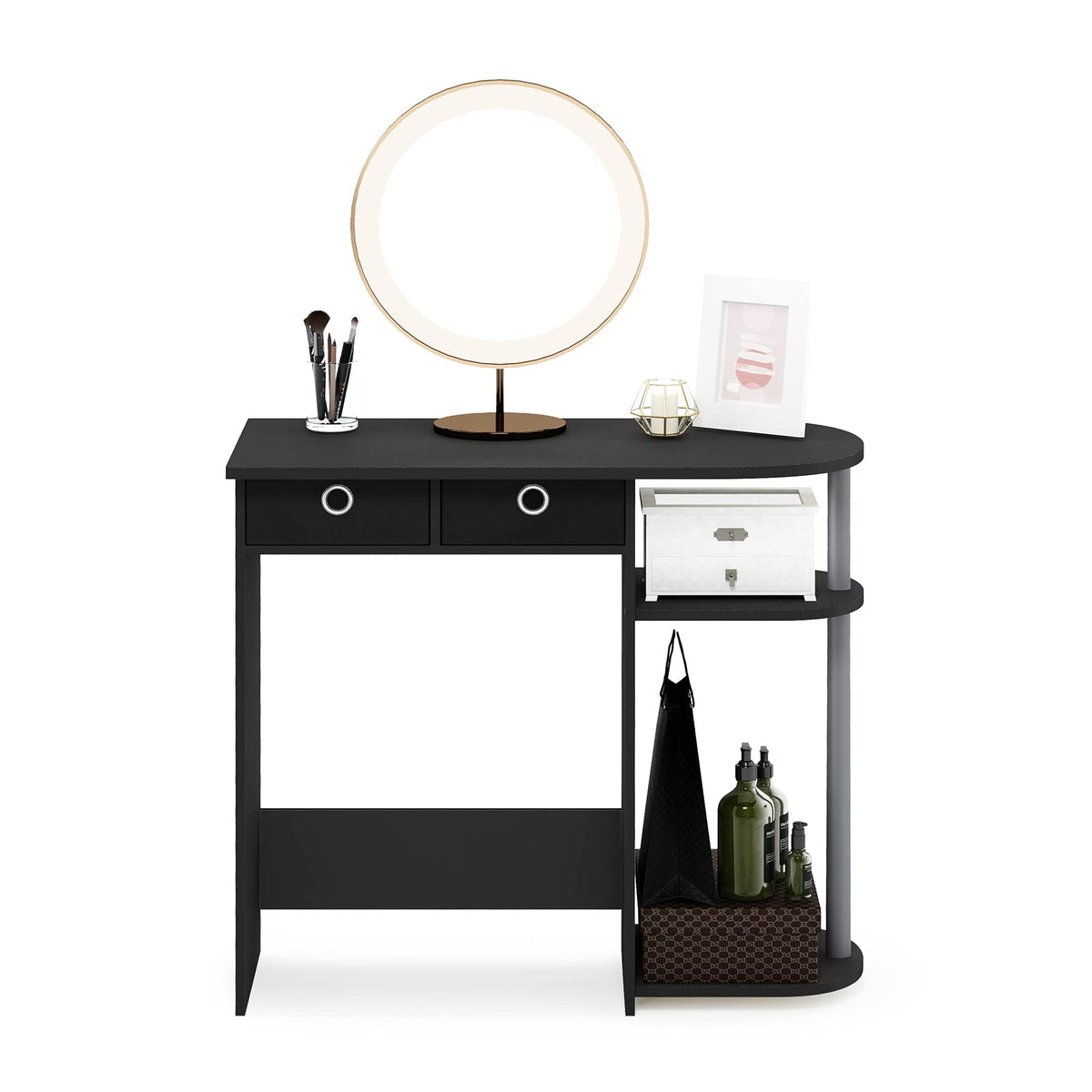 Furinno Go Green 32-Inch Computer Desk with 2-Tier Shelf, Classic Black