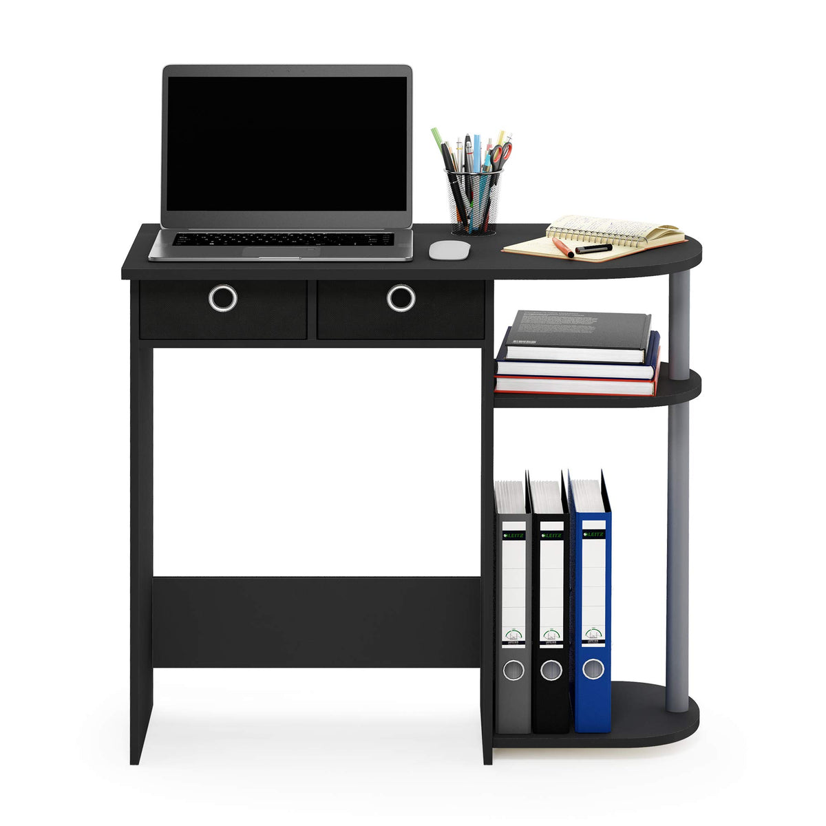 Furinno Go Green 32-Inch Computer Desk with 2-Tier Shelf, Classic Black
